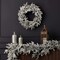 24" Royal Oaks Flocked Wreath with Warm White Plug-In LED Lights Elegant Snow-Kissed Holiday Decoration